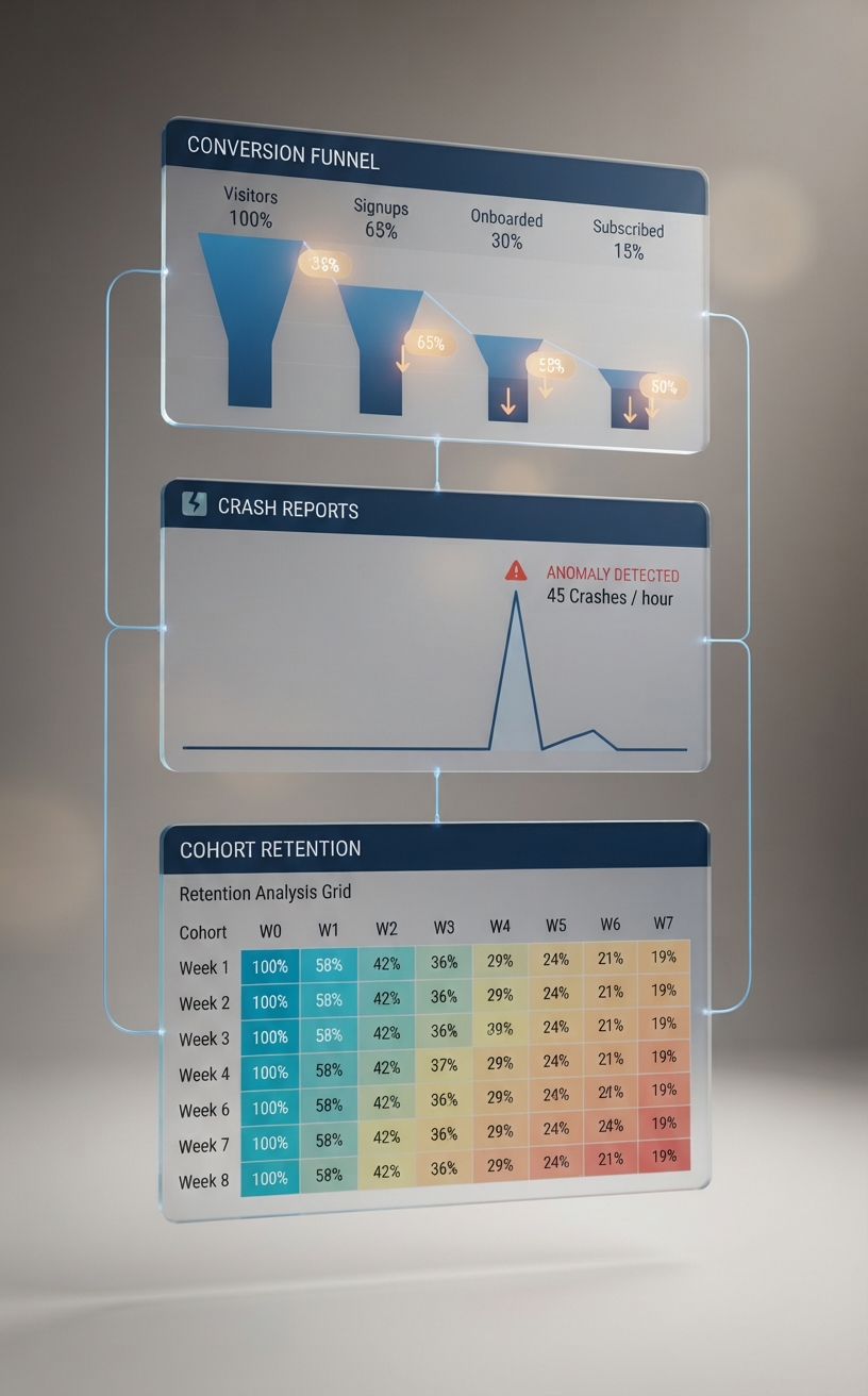 Mobile retention and crash analytics